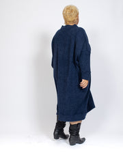 V-Neck Blue Sweater Tunic/Dress