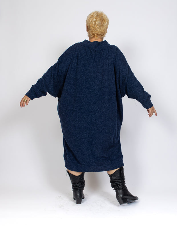V-Neck Blue Sweater Tunic/Dress
