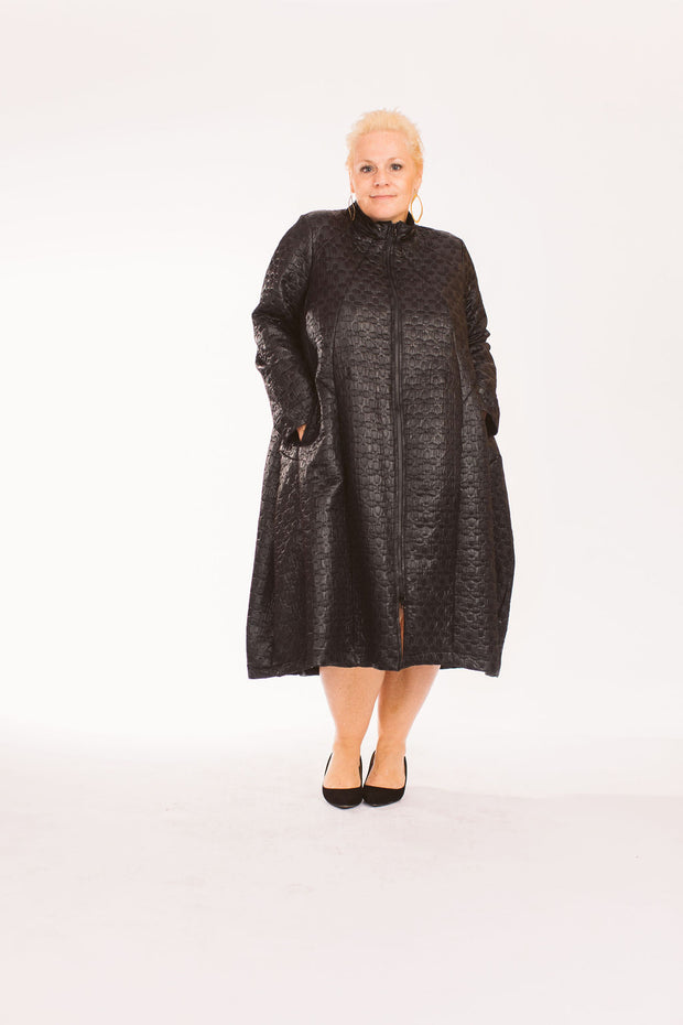 Faux Leather Black Dress/Coat
