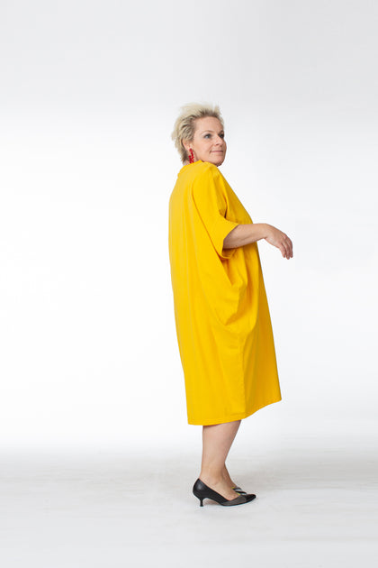 Blue, Green, Yellow or Black Cocoon Cotton Dress by Kedem Sasson